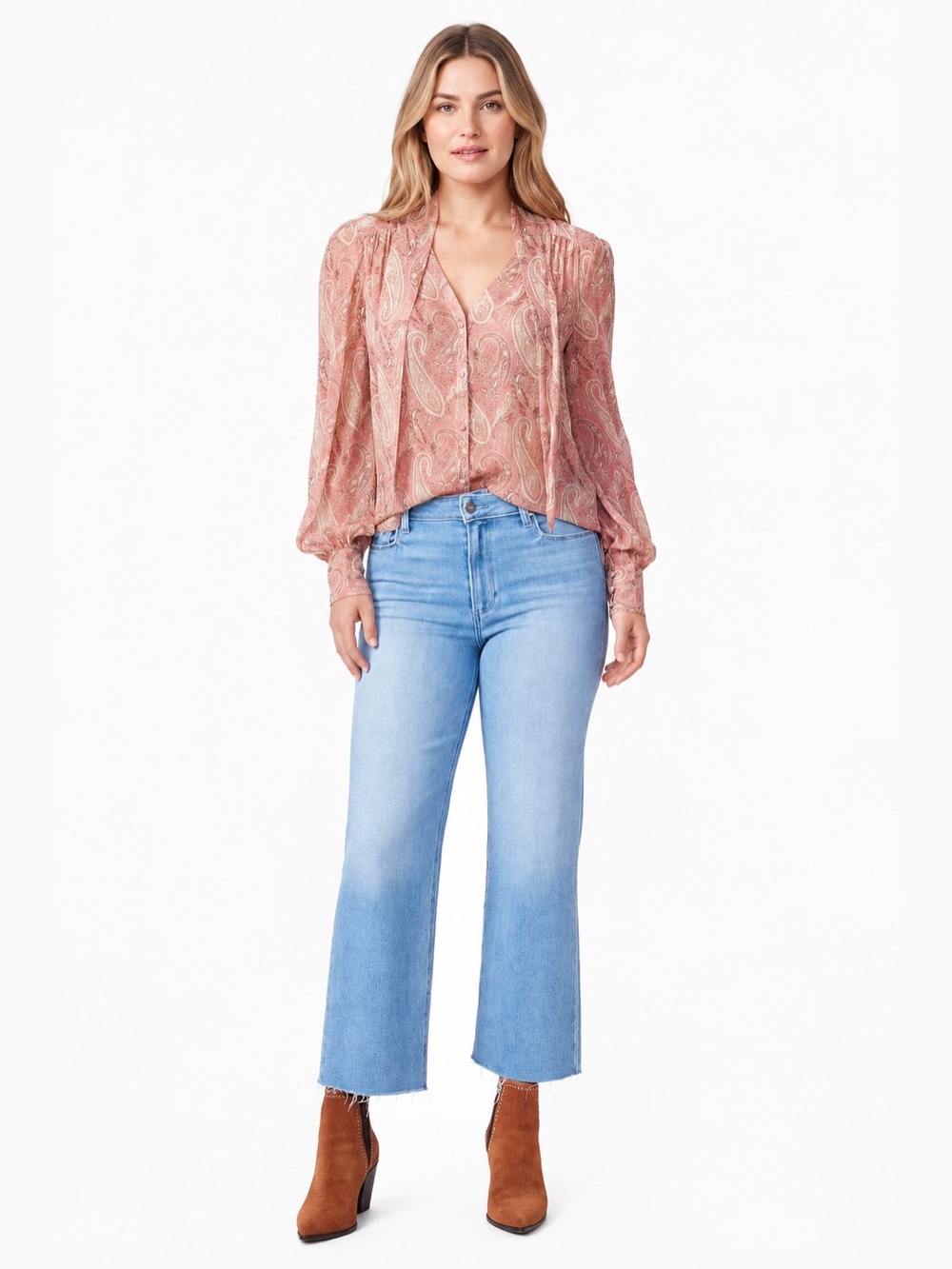 NWT PAIGE Nellie High Waist Fray Hem Crop Denim Trousers SZ 32 in TOTALLY